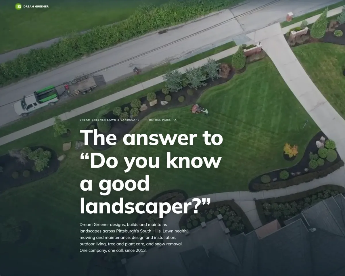 Dream Greener Lawn & Landscape referral partner microsite designed by Plaine Studios